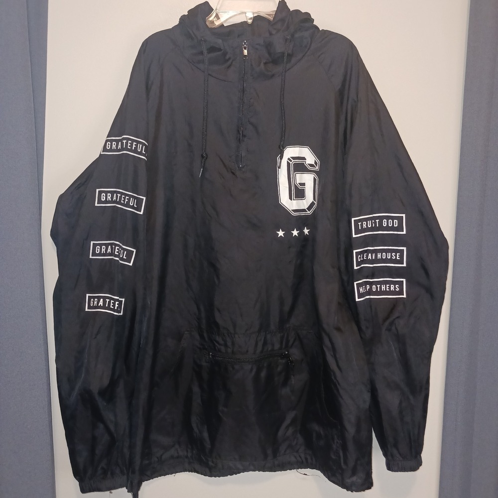 Grateful Trust God Clean House‎ Help Others Recovery Sober Black Windbreaker XL